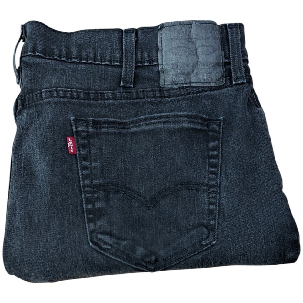 Mens Levis 514 Jeans 40x32 (Measures 42x32) Black Denim
